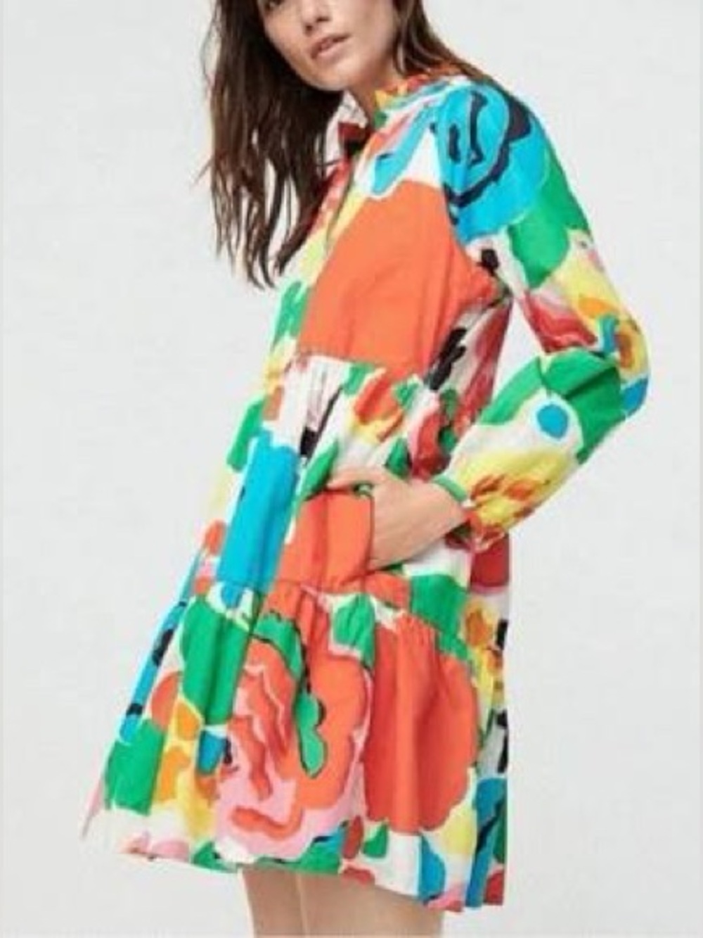 J Crew Jardin Floral Teired Popver dress